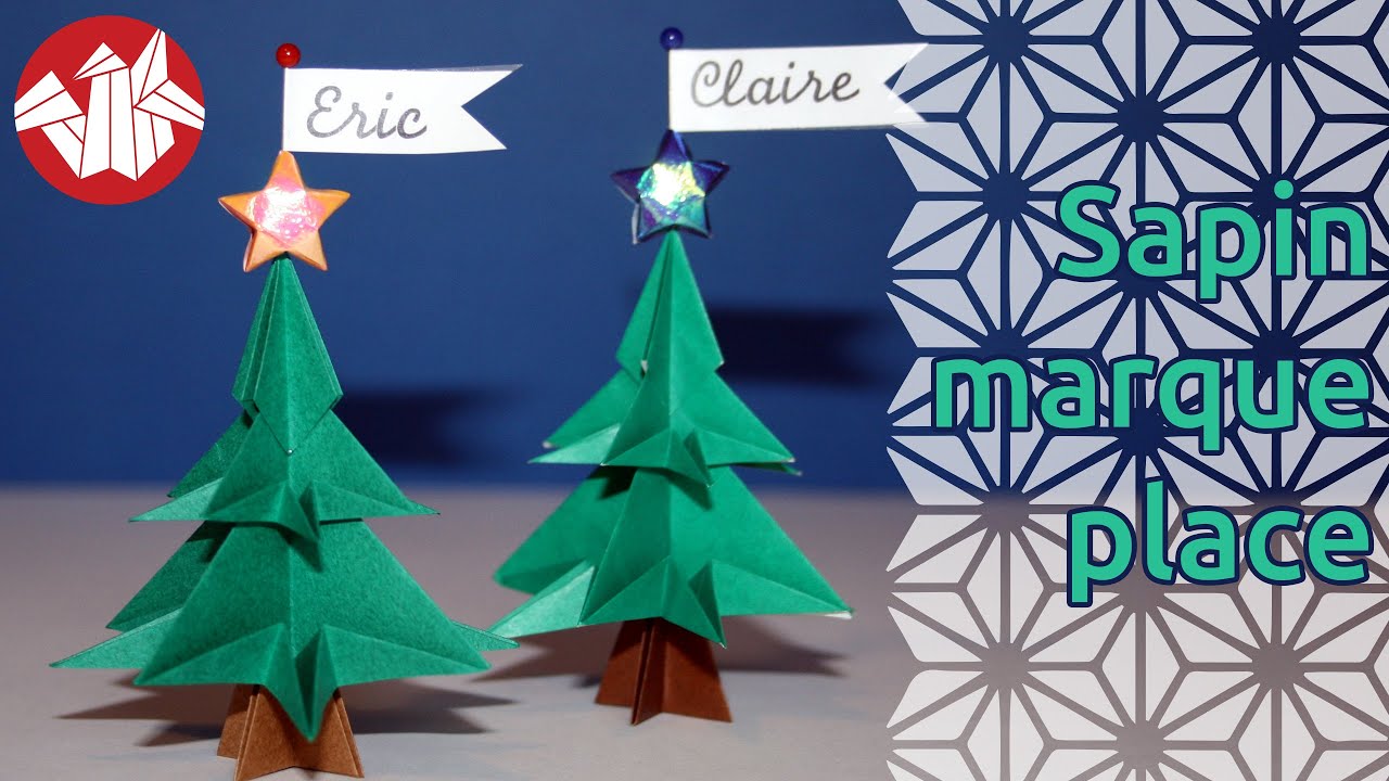Origami - Mini-sapin marque-place - Christmas Tree Table Mark [Senbazuru]