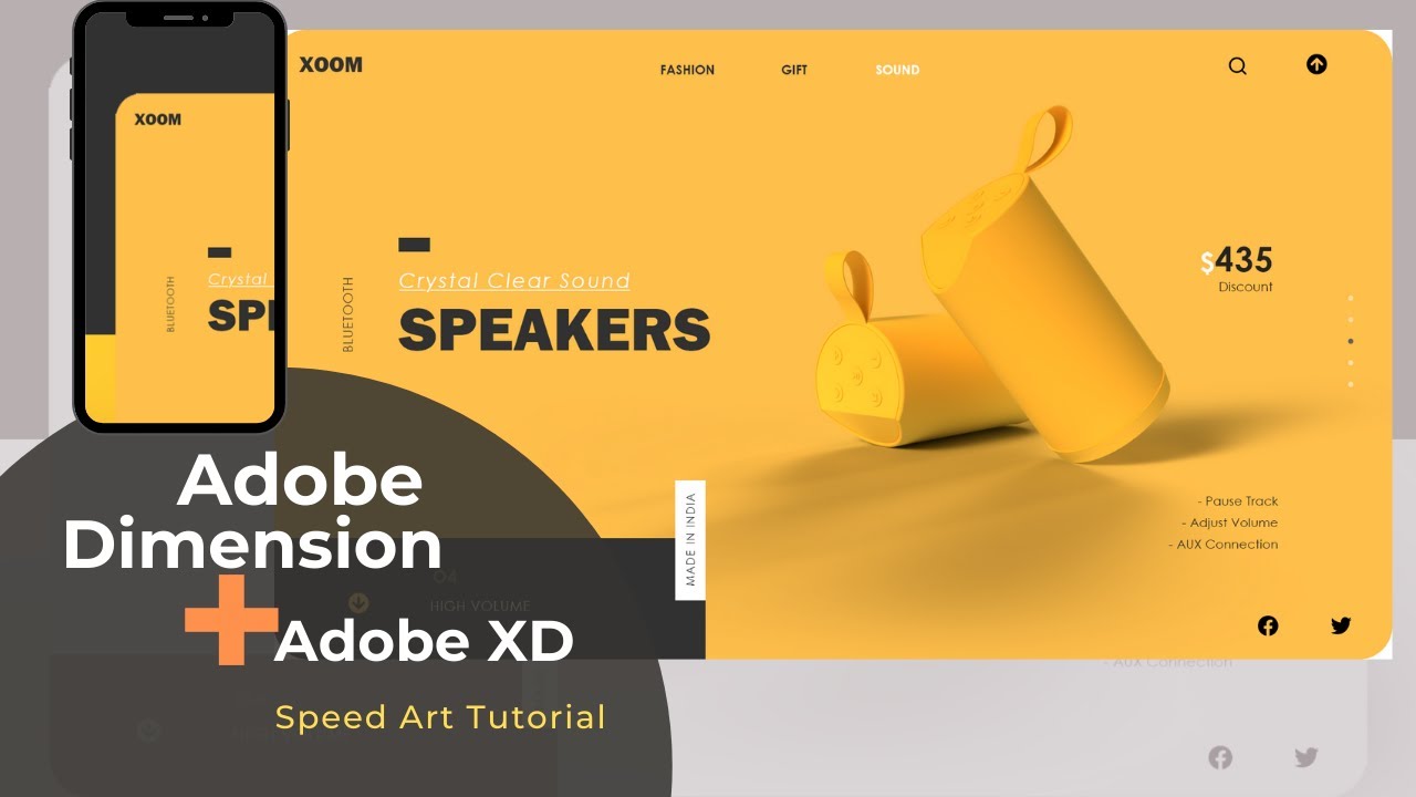 Adobe XD Tutorial -3D Illustration Website and UI  Design using Adobe Dimension - Product Design