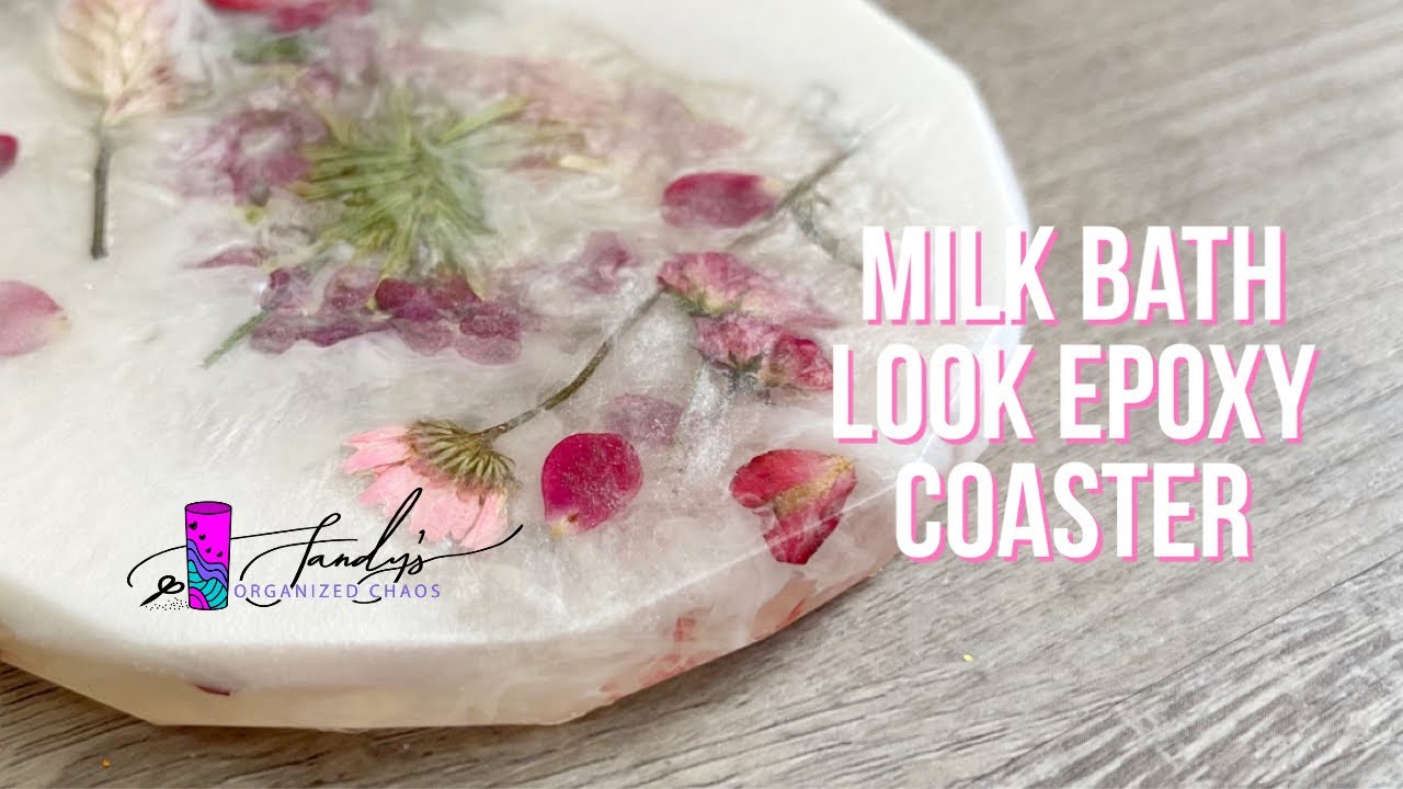 Milk Bath Look Epoxy Coaster with Real Dried Flowers