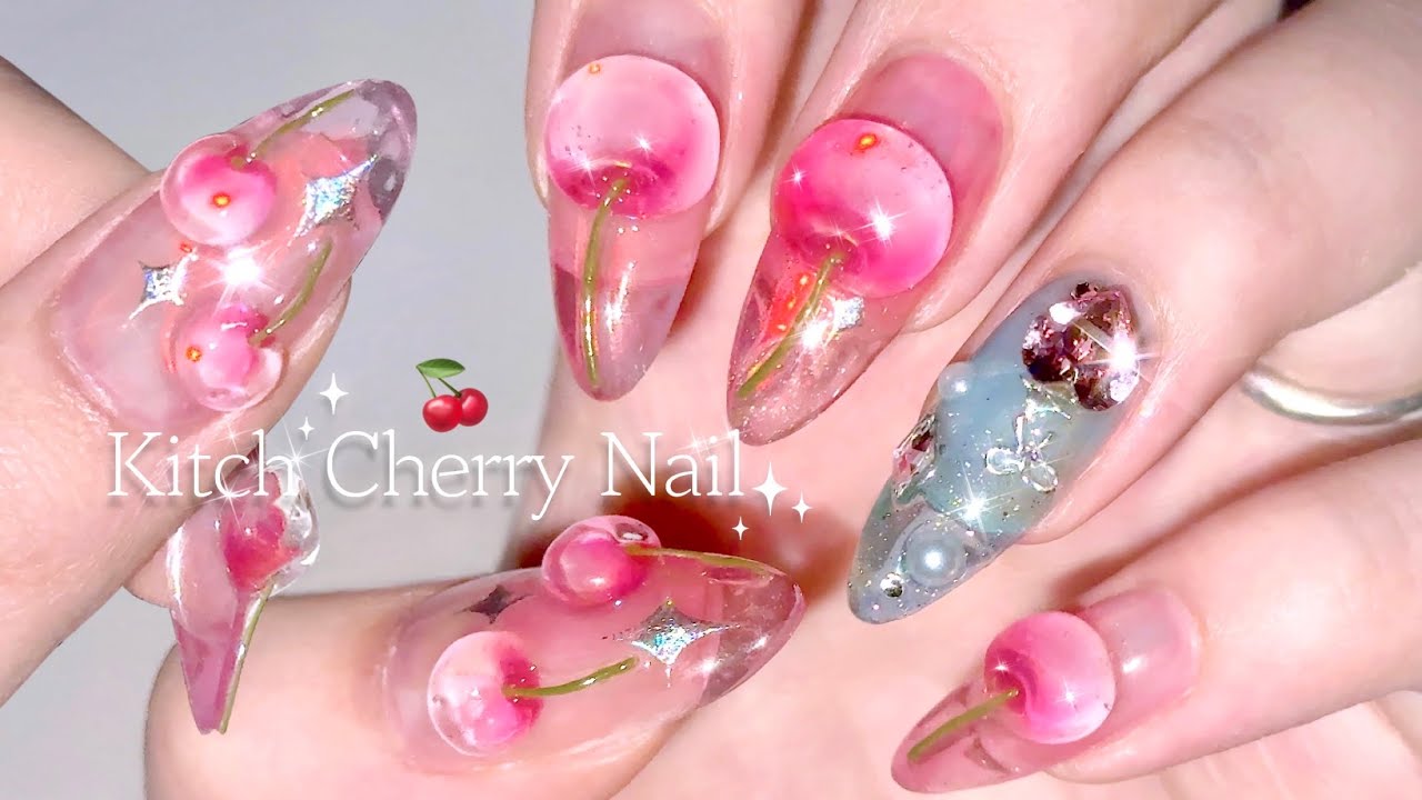 Kitch 🍒 Cherry Nail ﾟ✧*:·ﾟ Film Art. Glass Nail