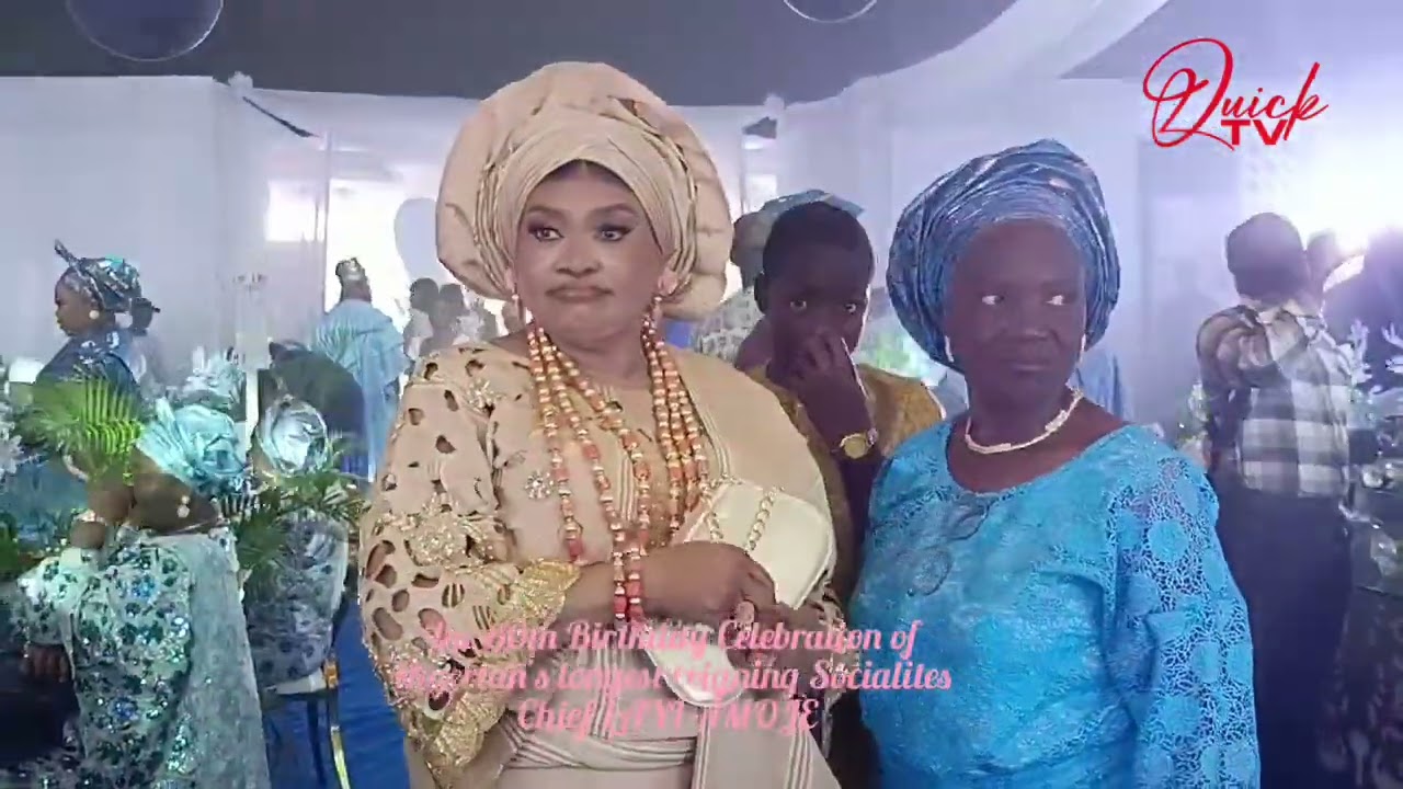 Nigerian's Socialites Chief LAYI AMOJE , Dances Ebenezer Obey at 80th Birthday , in Lagos.