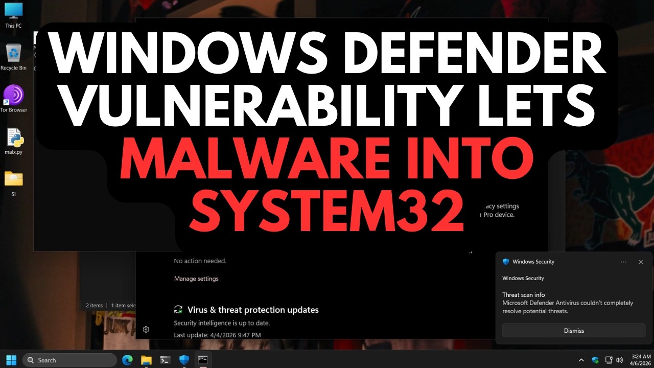Уязвимость в Windows Defender позволяет вредоносному ПО устанавливаться в System32.