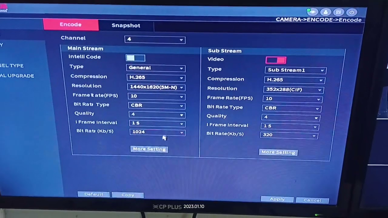 Inbuilt Audio Mic HD CPPLUS Camera setting in DVR