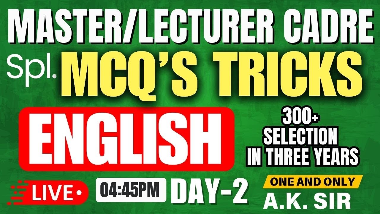 ENGLISH Master Cadre | SPL. MCQ’S Tricks | LIVE | 16-01-2025 | Thursday | 04:45 PM | BY A.K.SIR