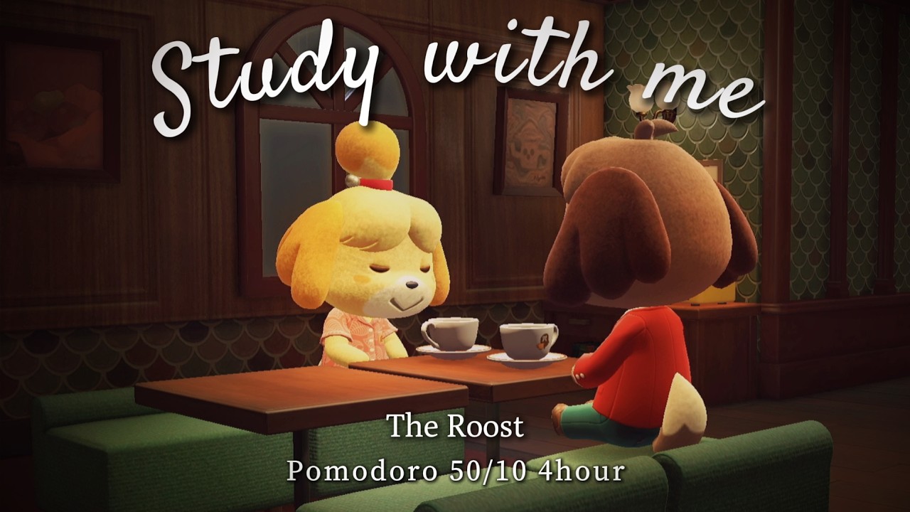 【あつ森ポモドーロ】喫茶ハトの巣で一緒に勉強☕☔ 50/10 ポモドーロタイマー (４時間）｜コーヒーサイフォン、雨の音 / Study with me /長時間⏰勉強用・作業用/環境音ASMR🎧