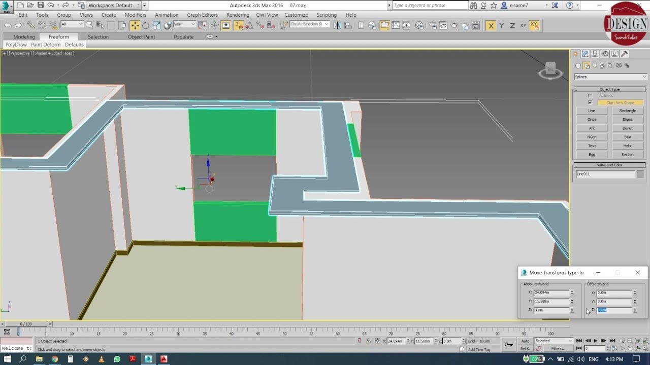 lesson:8- how to create Ceiling design in 3D Max -كيفية عمل السقف المستعار في  برنامج ثري دي ماكس