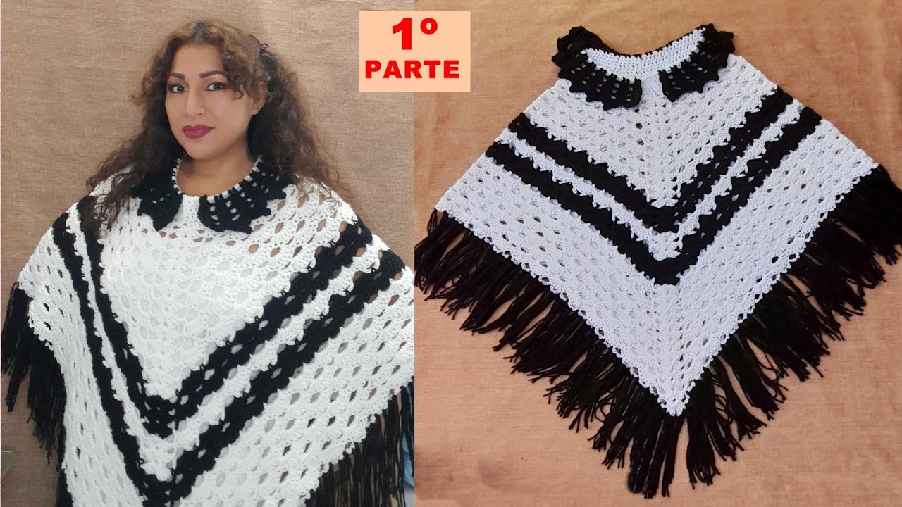 COMO TEJER PONCHO PARA DAMA  PUNTO OTOÑAL 1º PARTE PASO A PASO