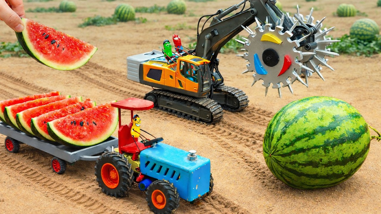 TOP Most Creative DIY Spiked Saw Excavator Strange Mutant Watermelon Farming | HP Mini DIY Tractor