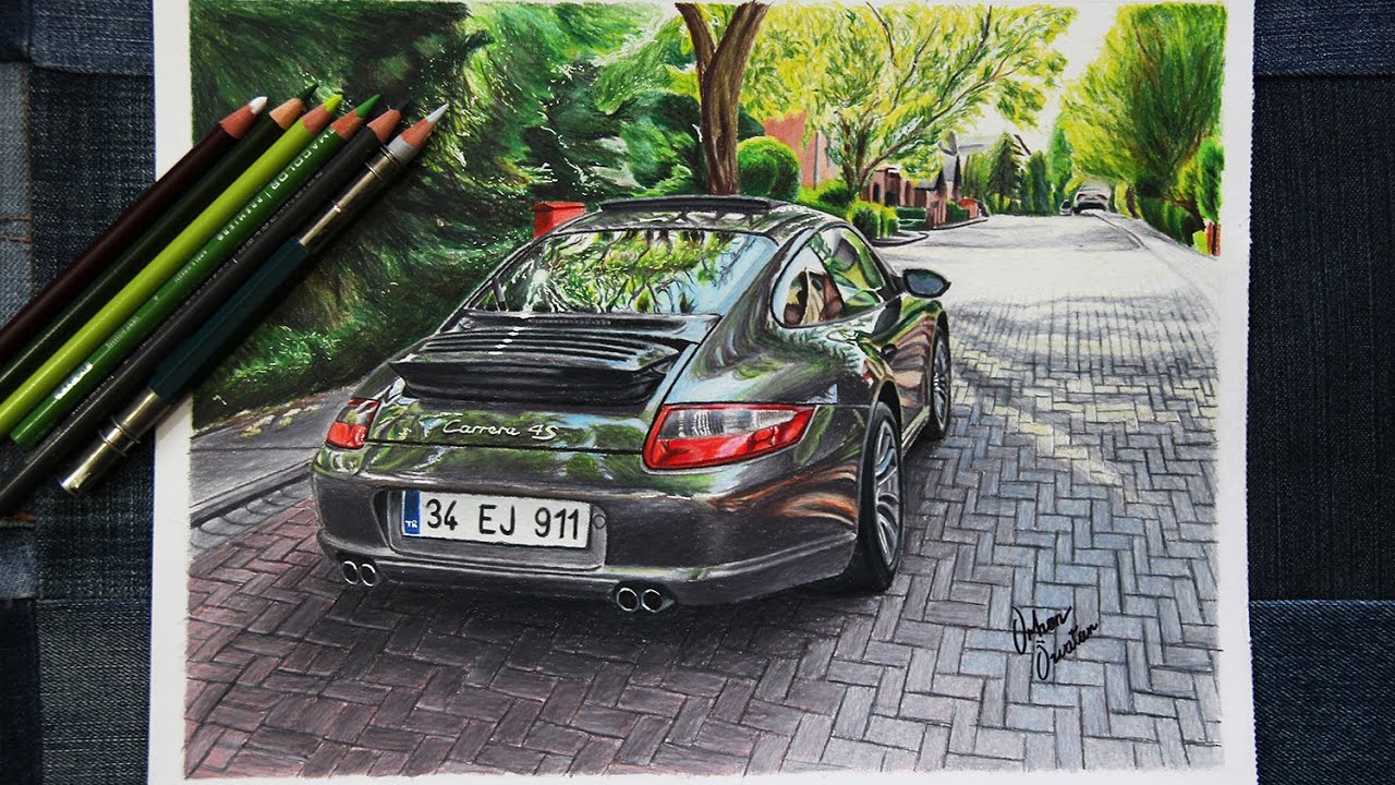 Porsche 911 Carrera 4s (997) | Realistic Car Drawing
