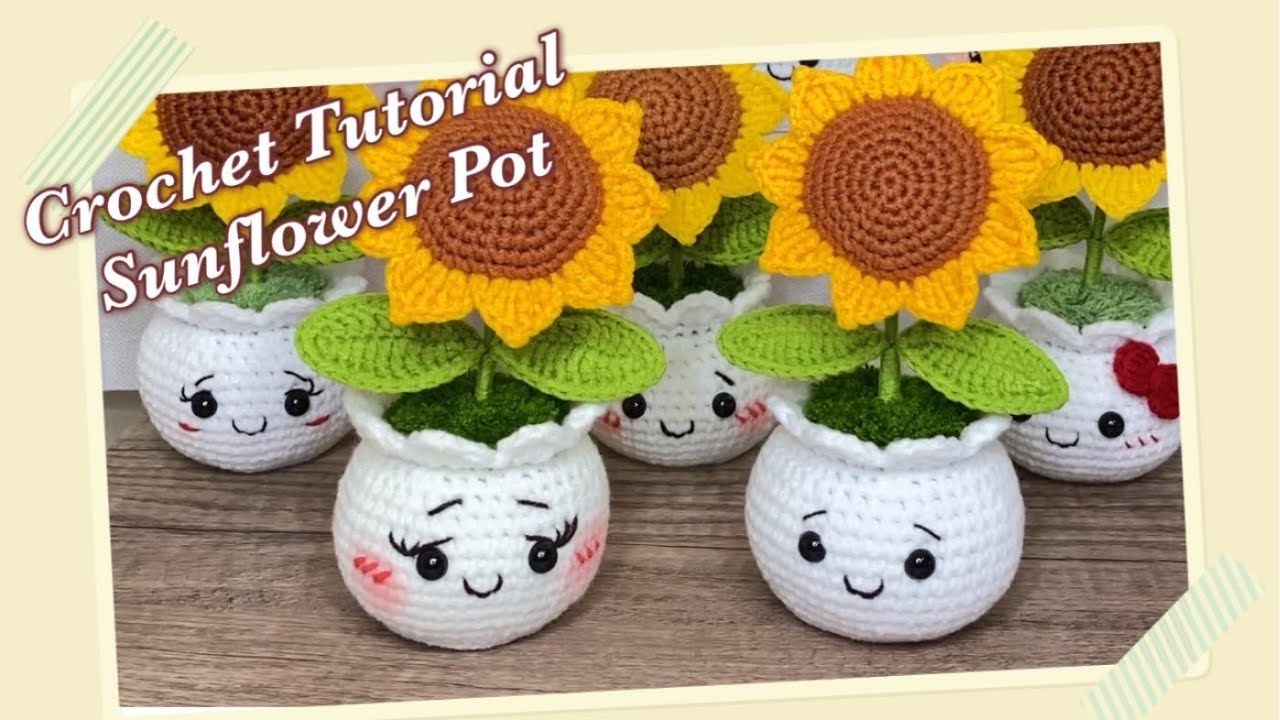 🌻Crochet Sunflower Pot |Crochet tutorial|Beginner Friendly🌻