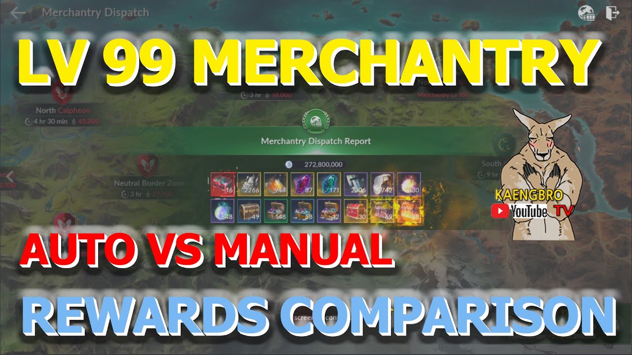 [BlackDesertMobile] Lv 99 Merchantry Auto vs Manual Rewards Comparison