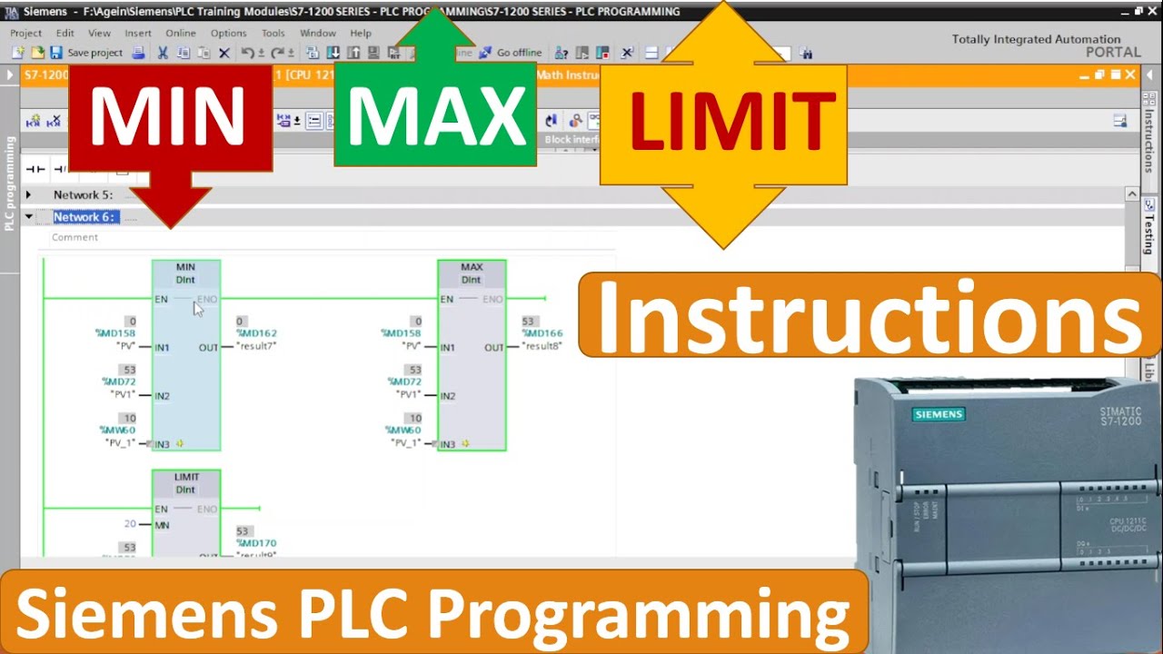 Math Functions: MIN (Get minimum) and MAX (Get maximum) & LIMIT (Set limit value)| TIA Portal -Hindi