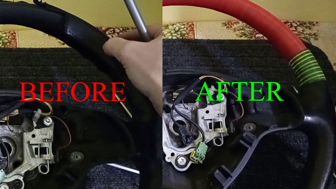 BMW E46 steering wheel preparation for re-stitching/Подготовка рулевого колеса BMW E46 к перешивке