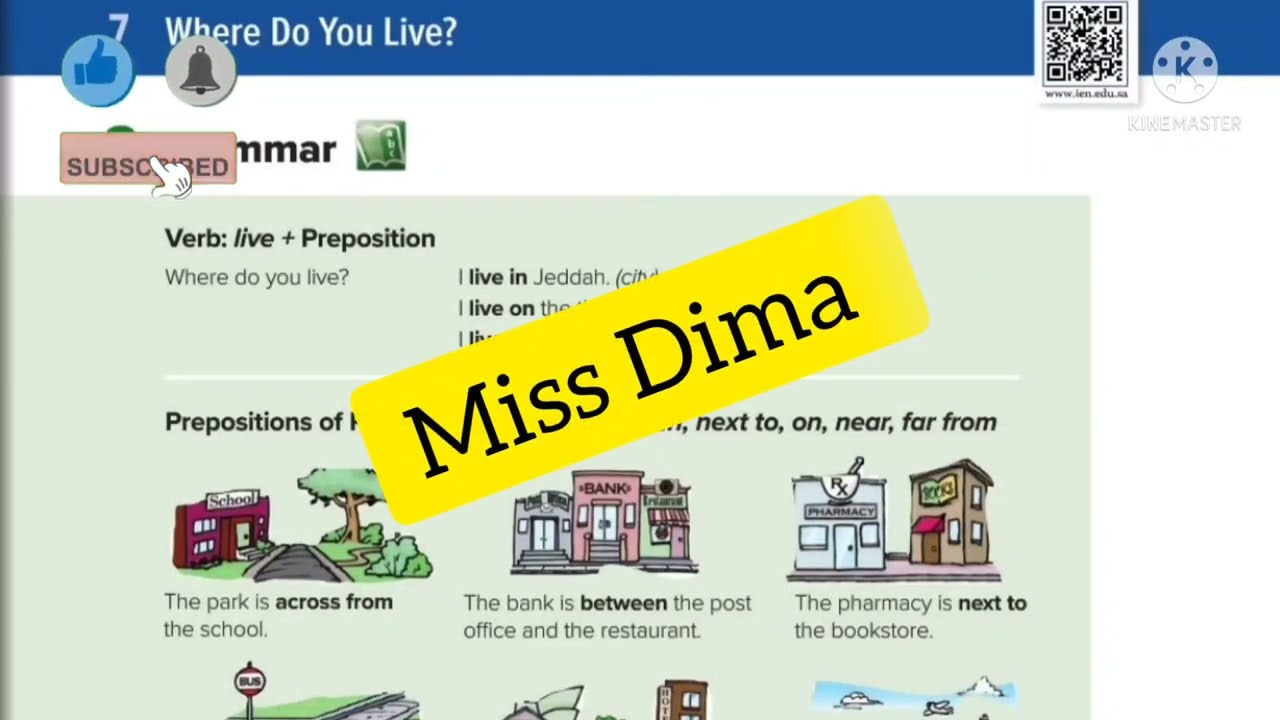 Super Goal Unit 7 Where Do You Live?Grammar. page:58 verb: live, prepositions of pla. الأول المتوسط