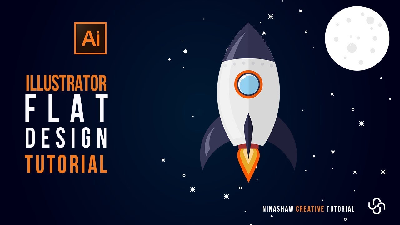 Adobe Illustrator Logo design / Illustration | Rocket Flat Logo Tutorial