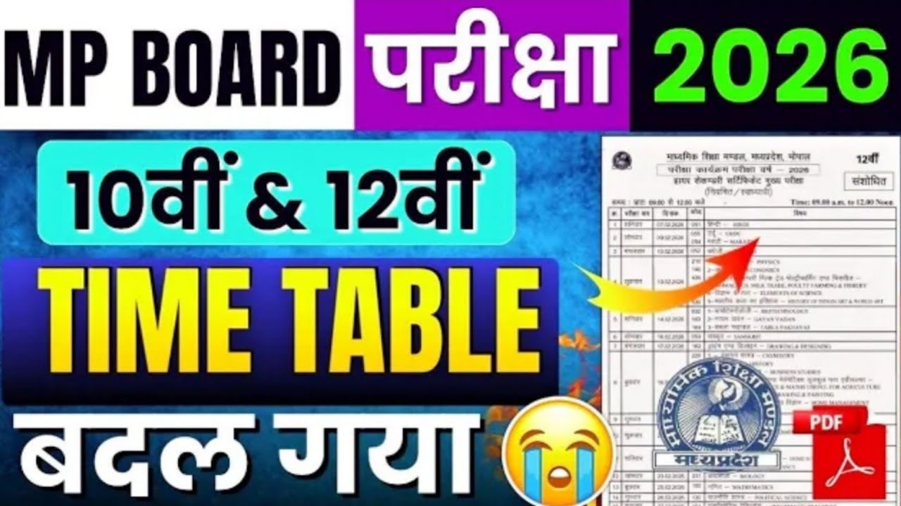 Mp board exam time table 2026 change