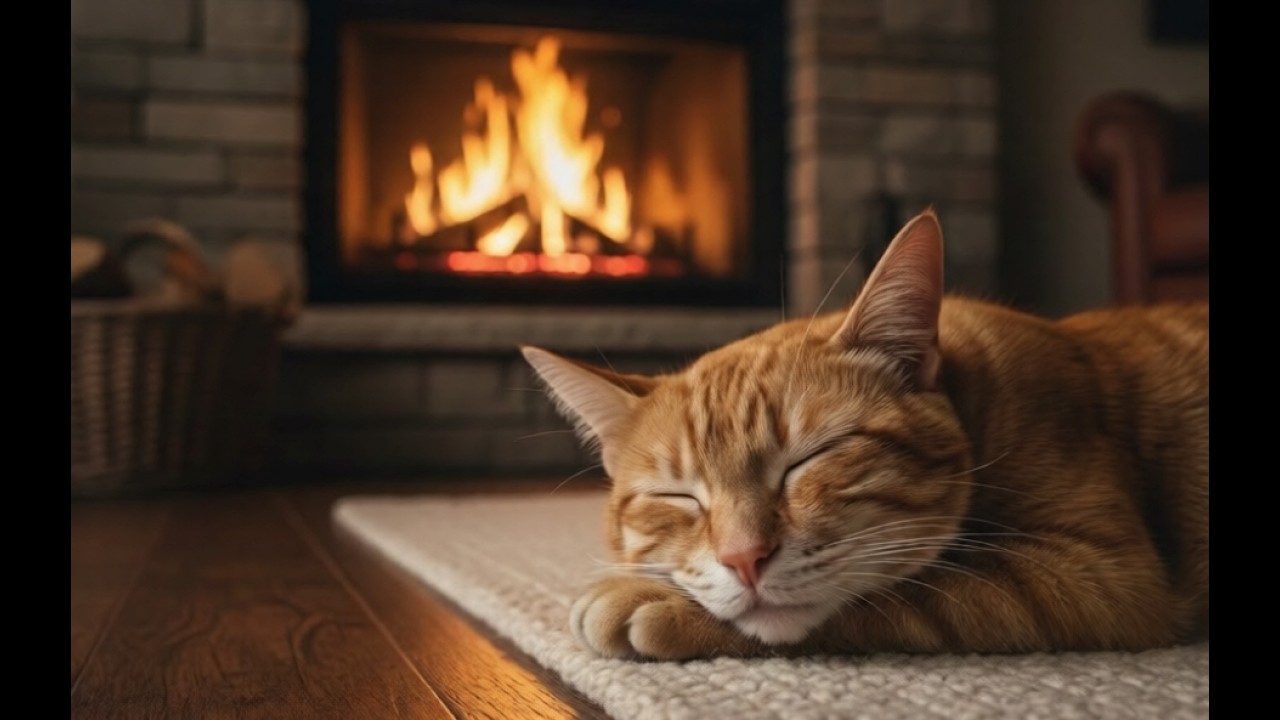 You’ll Sleep Fast with This 🔥 8H Ginger Cat & Fireplace