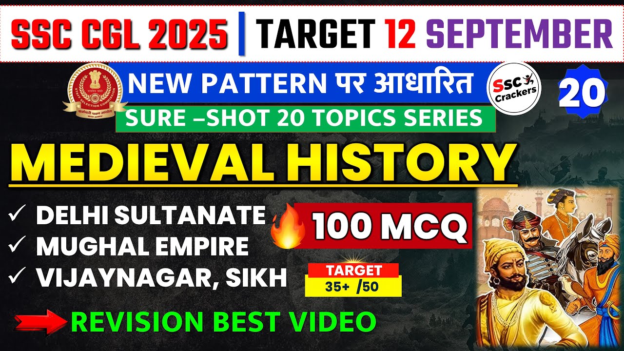 SSC CGL 2025 | Medieval History 100 MCQ New Pattern | Sure Shot Topics Series | SSC Crackers