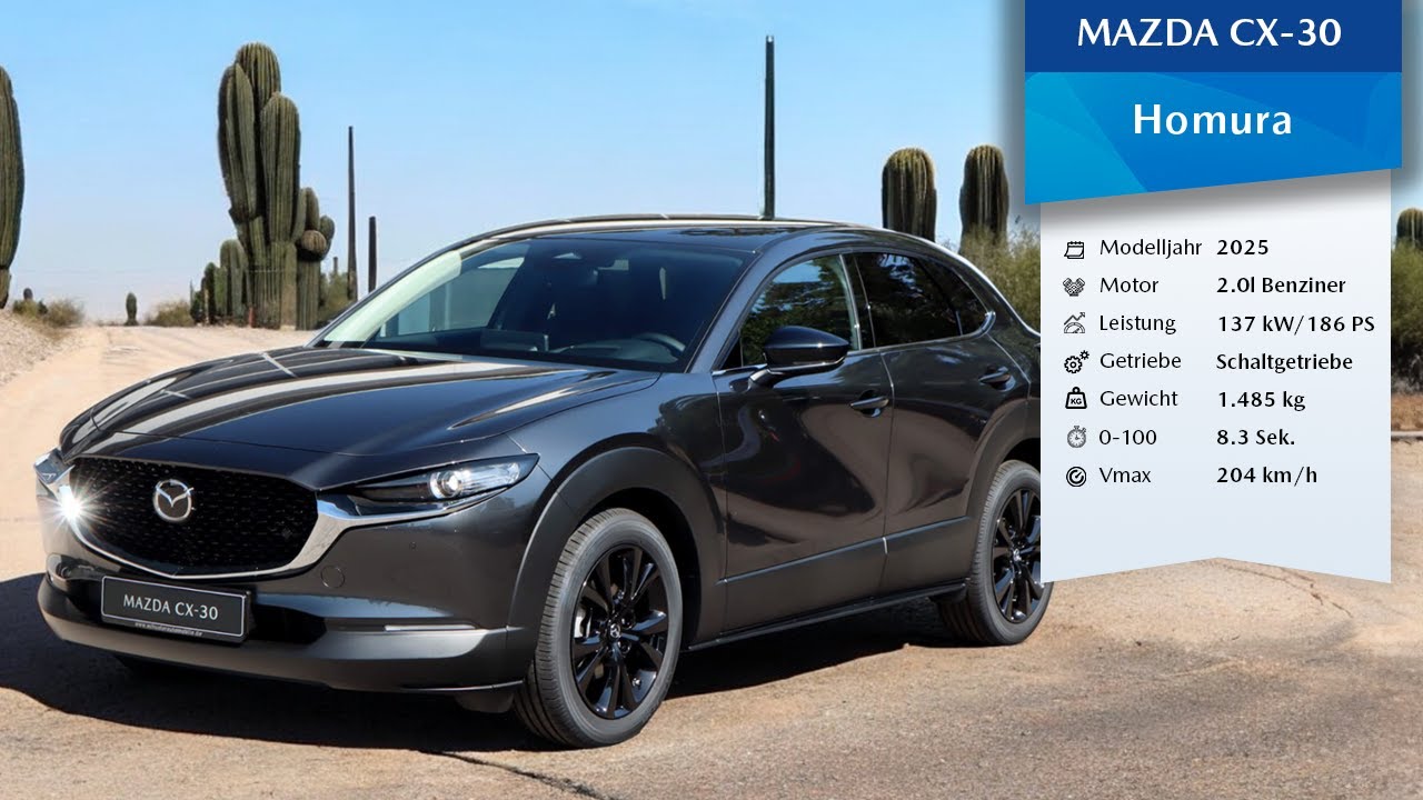 2025 Mazda CX-30 2.0l Homura 186 PS | Matrixgrau Metallic (46G) | 360° Ansicht + Innenraum (4K)