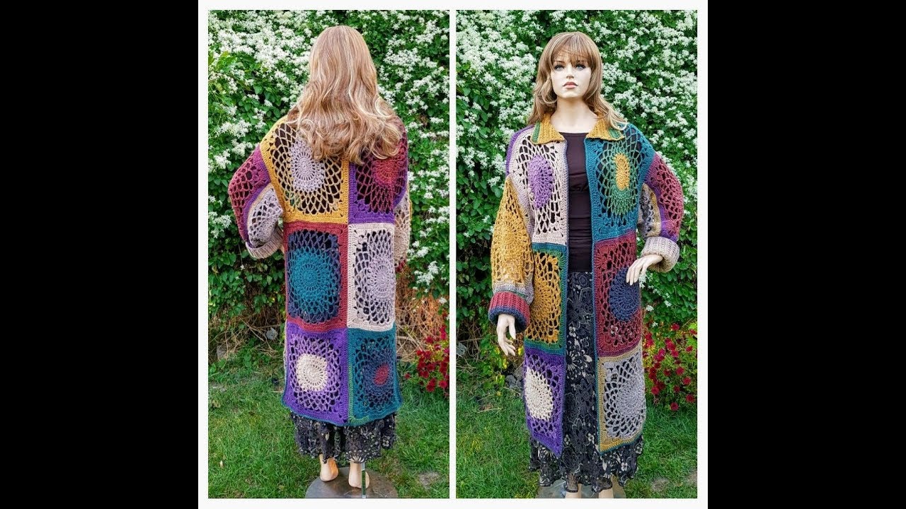 How To Crochet Squares Granny Square Ladies Fall Jacket Bag O Day Crochet TUTORIAL #412