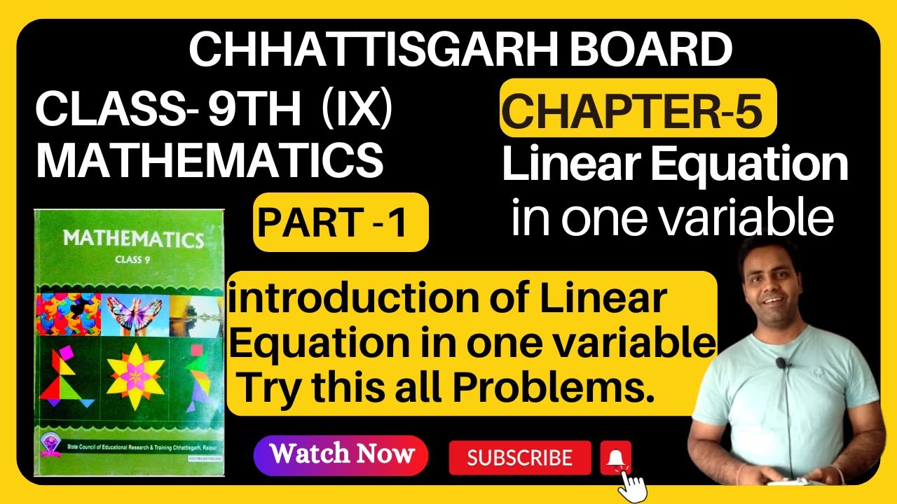 CG BOARD Class 9 Math Chapter 5 Linear Equation in one Variable I Introduction I Try this Problem