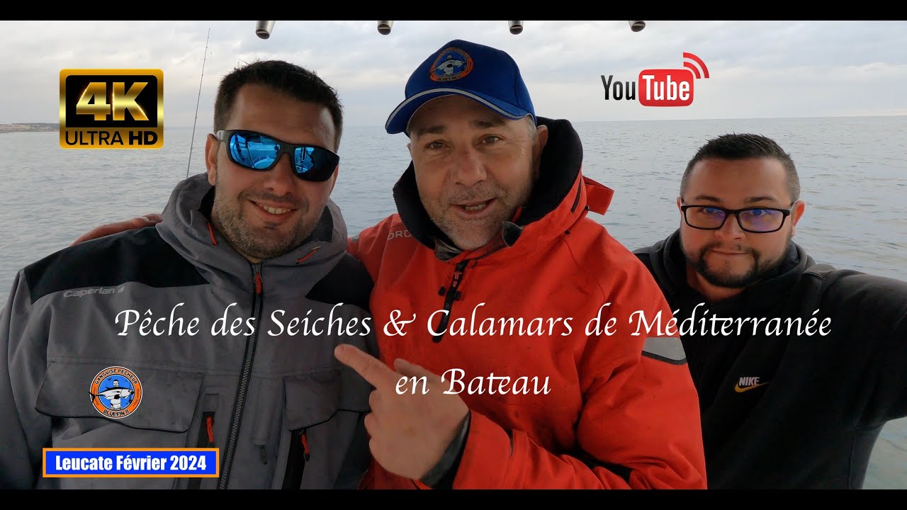 Pêche des Seiches & Calamars de Méditerranée en bateau.
