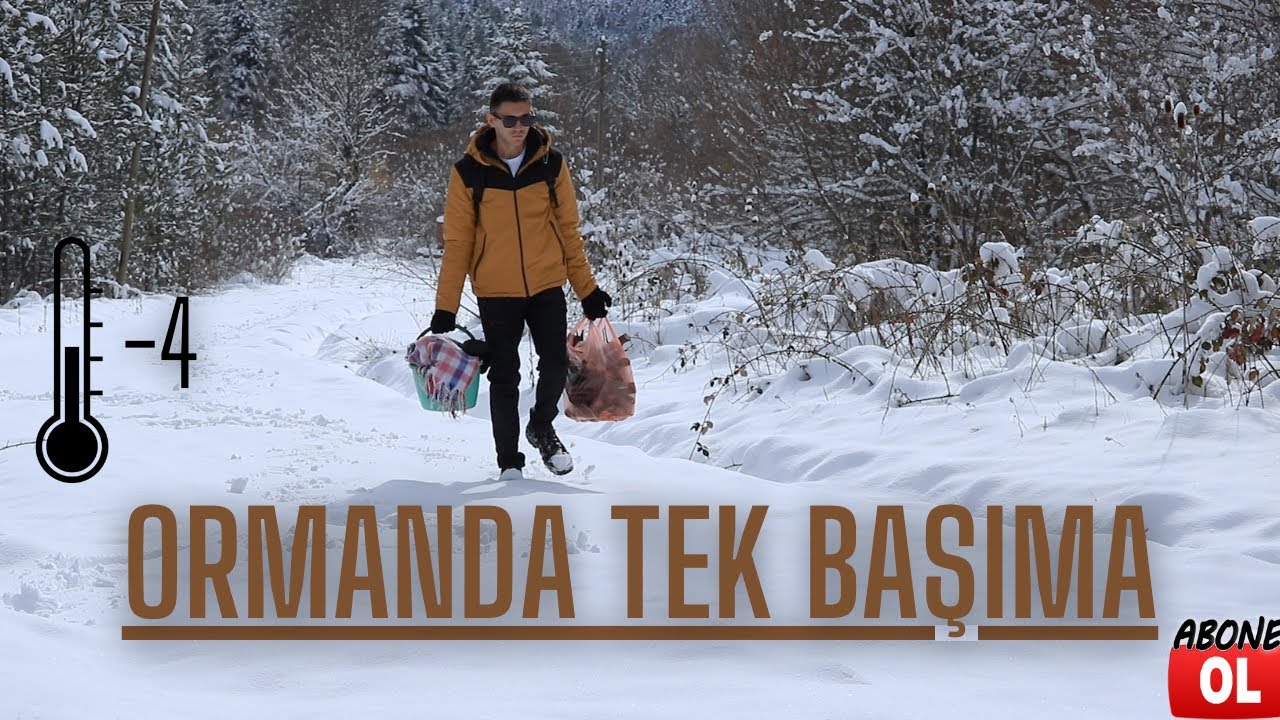 ORMANDA TEK BAŞINA KAMP ATEŞİNDE YEMEK VE KAHVE YAPTIM | -4 DERECEDE KAMP ATEŞİ | KAR KAMPI