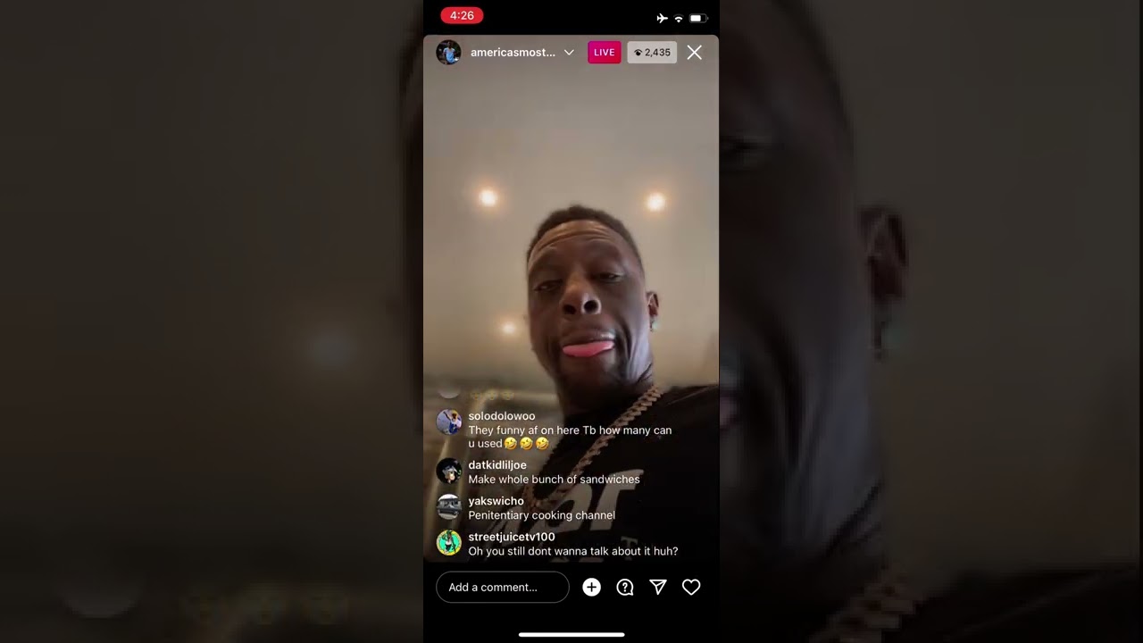 Boosie cooking up a prison meal on live