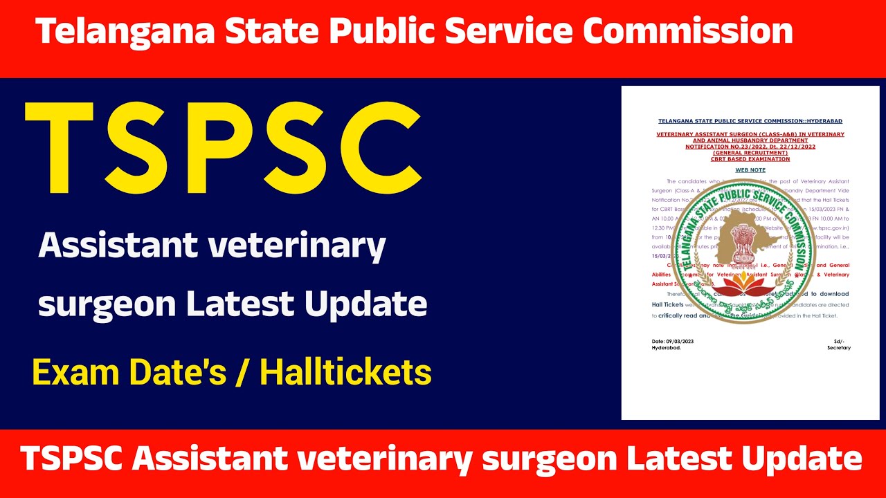 👌 TSPSC Assistant veterinary surgeon Latest Update 2023 l Assistant veterinary surgeon Exam shedule