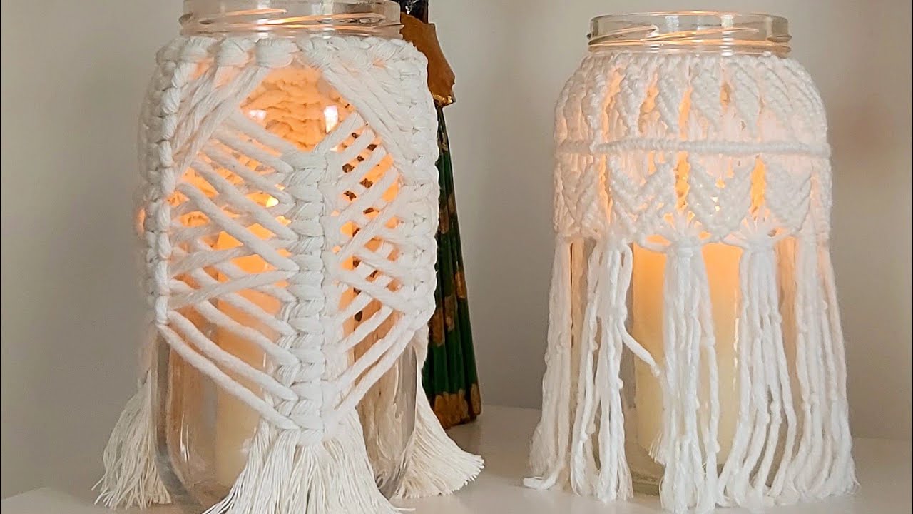 MAKROME MUMLUK YAPILIŞI/MACRAME CANDLE HOLDER