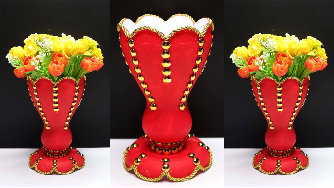 Ide Kreatif Vas Bunga dari Botol Plastik Bekas | Plastic bottle flower vase DIY Ideas