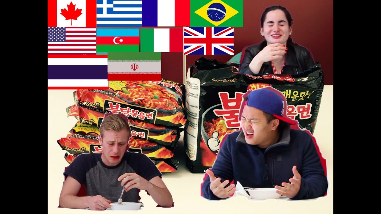 People Around the World try FIRE NOODLE CHALLENGE!!