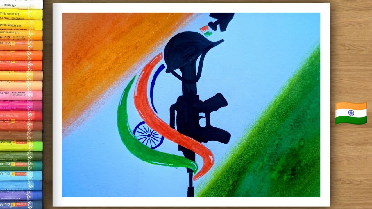 How to draw republic day drawing easily with oil pastel.