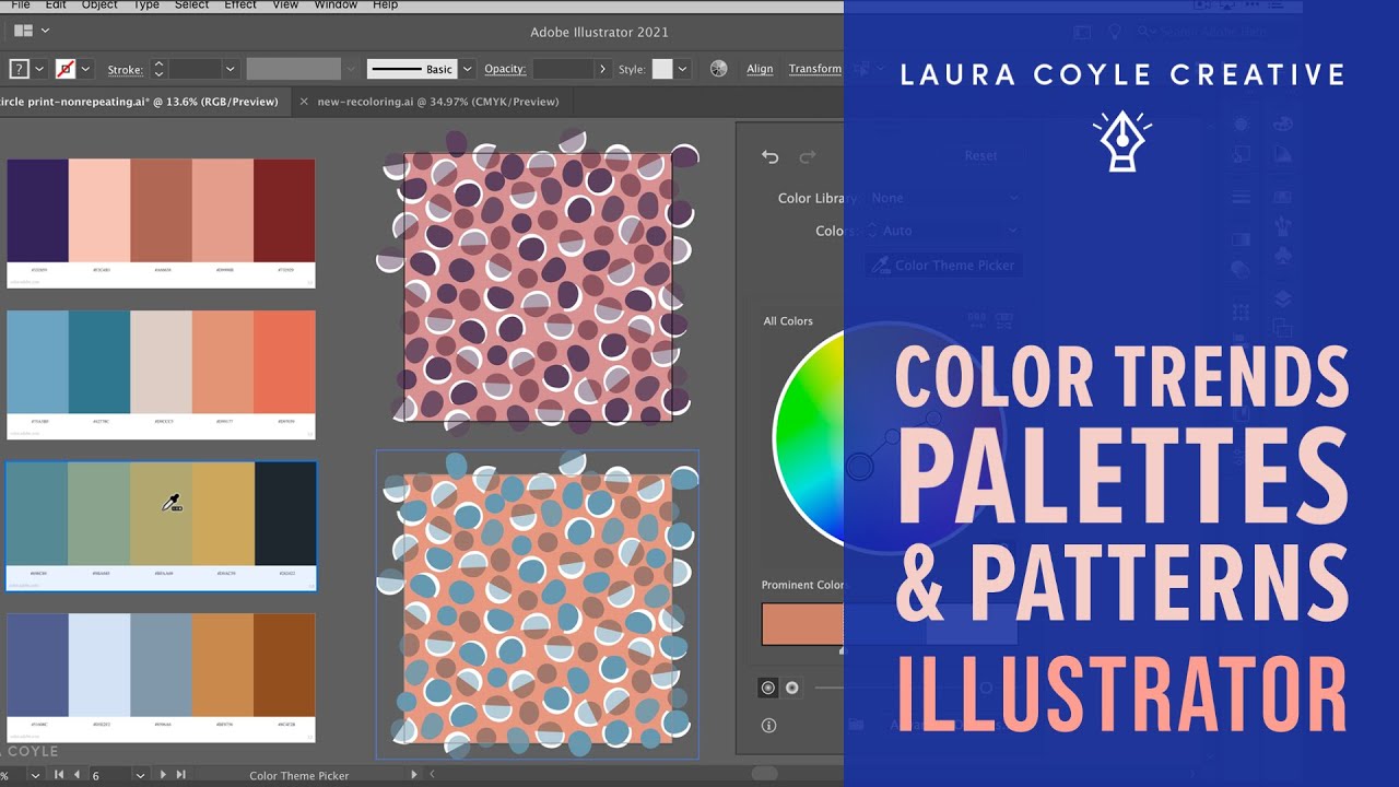 NEW in Illustrator - Recoloring Patterns with Color Trend Palettes!