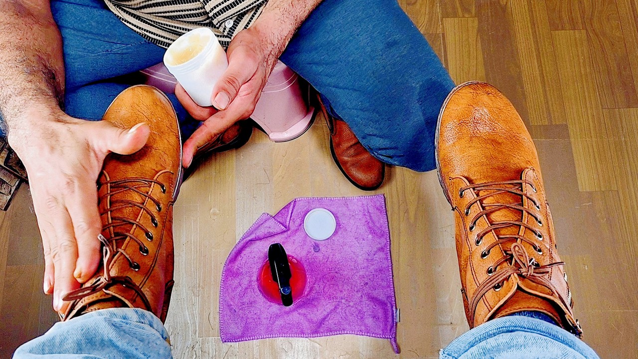 Can These Worn Leather Boots Look New Again? 😳✨ | ASMR Shoe Restoration