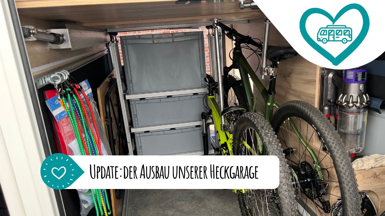 Ausbau Heckgarage Le Voyageur 7.8 GJF – Eurokisten-Regalsystem, Bikeholder und wie wir gebaut haben