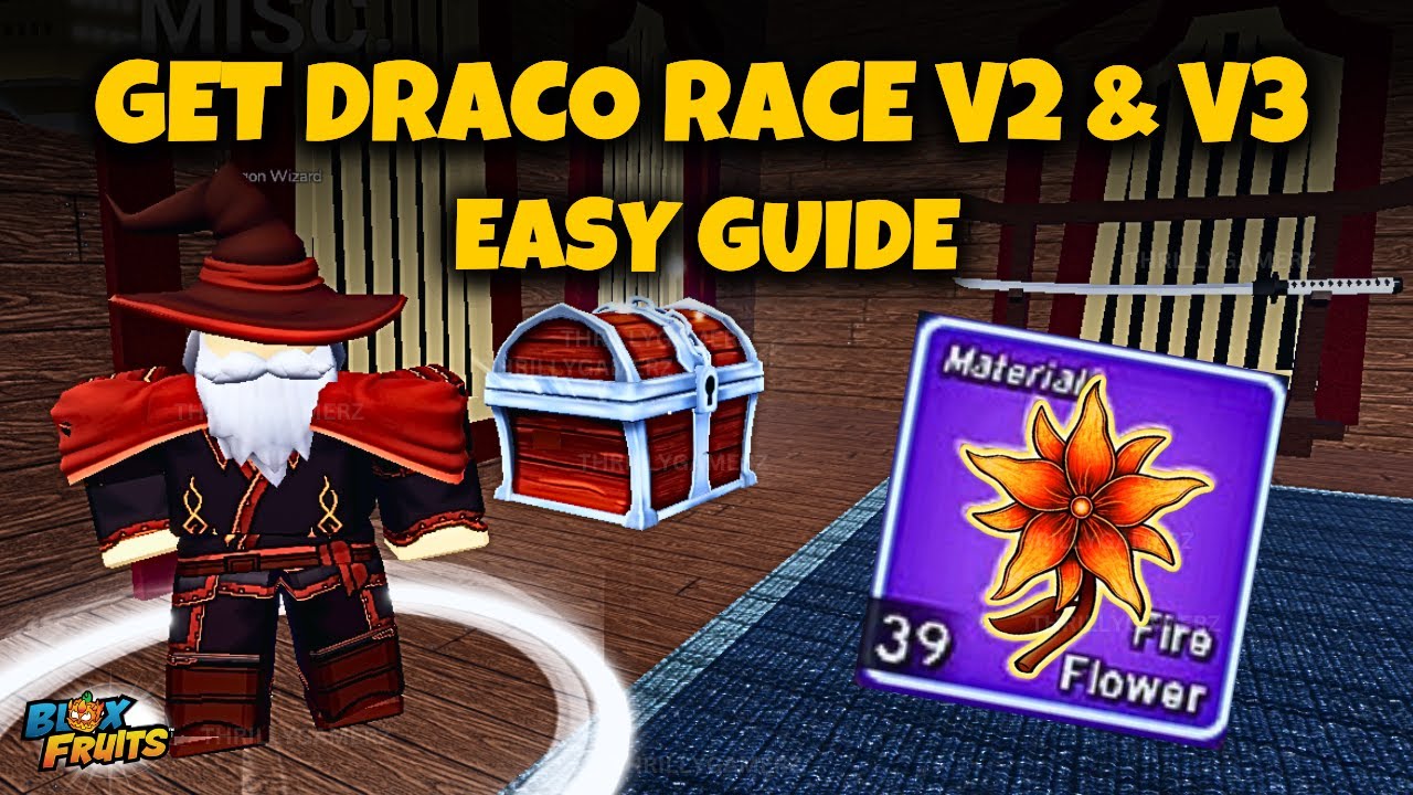 Как быстро получить Draco Race V2 и V3 в Blox Fruits