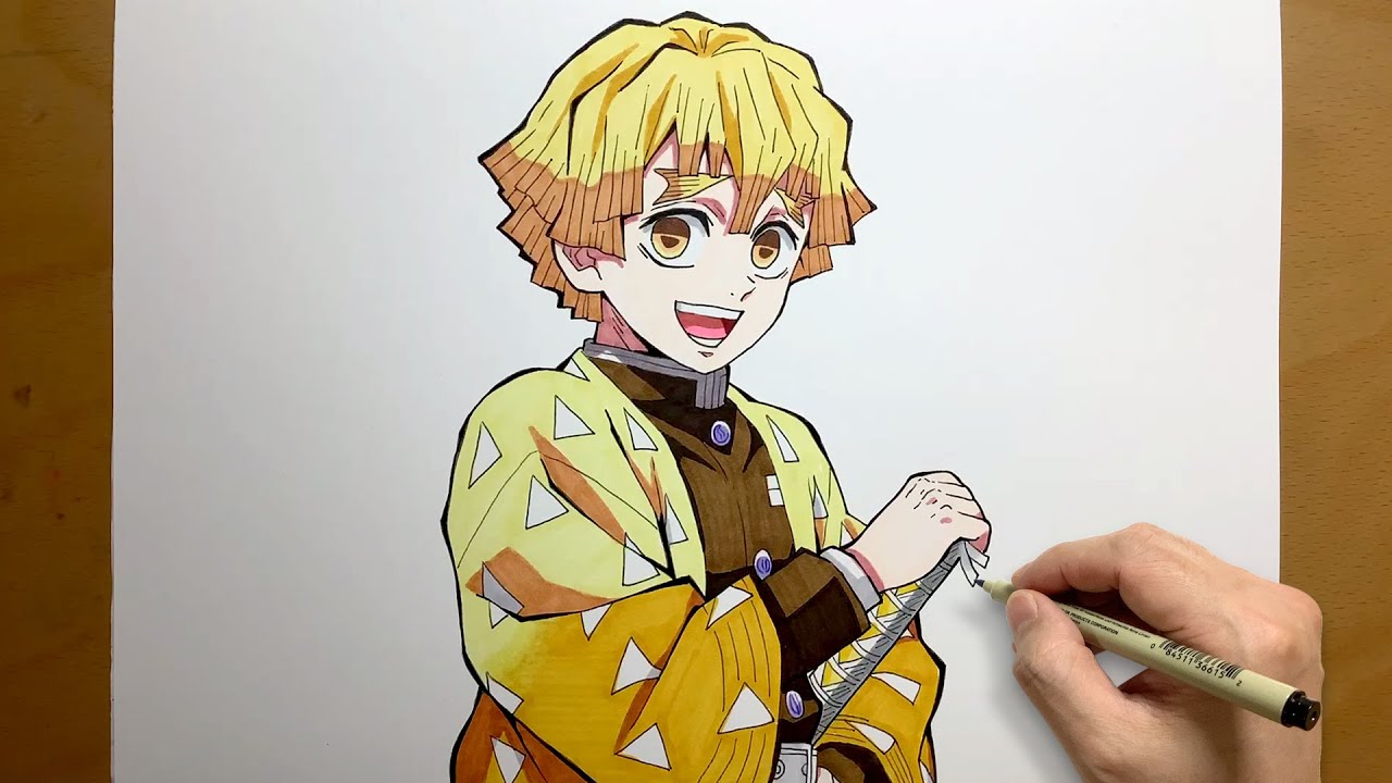 How to draw Zenitsu Agatsuma from Demon Slayer | Kimetsu no Yaiba | step by step | Zenitsu