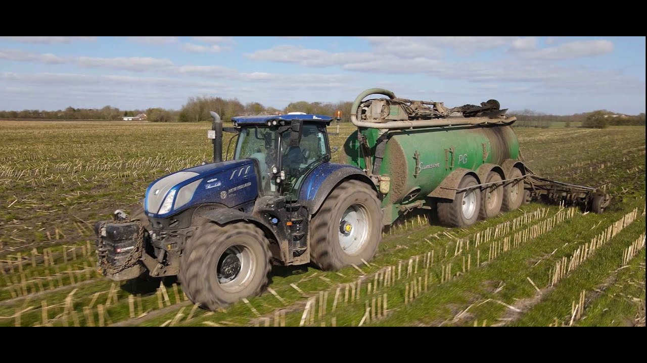 New Holland T7.315 HD Blue Power & Samson PG 25 | Laying slurry/manure in the field