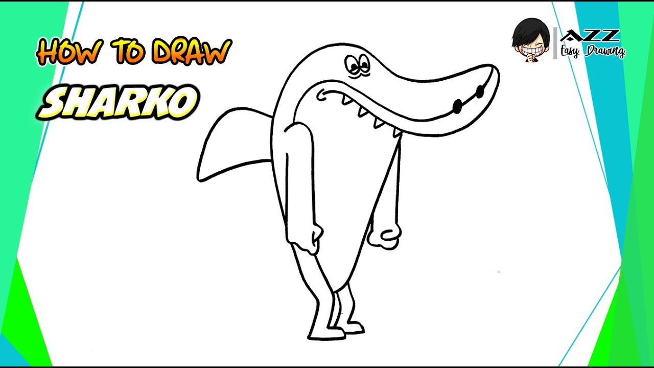 How to draw Sharko step by step