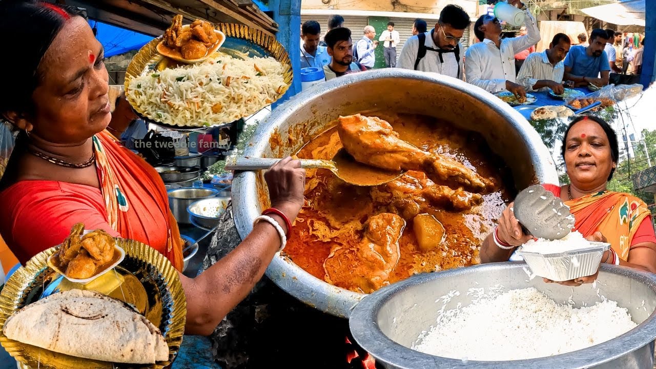 Babu Da’s Famous Street Food Mix Veg Rice Thali Roti Kolkata Street Food India
