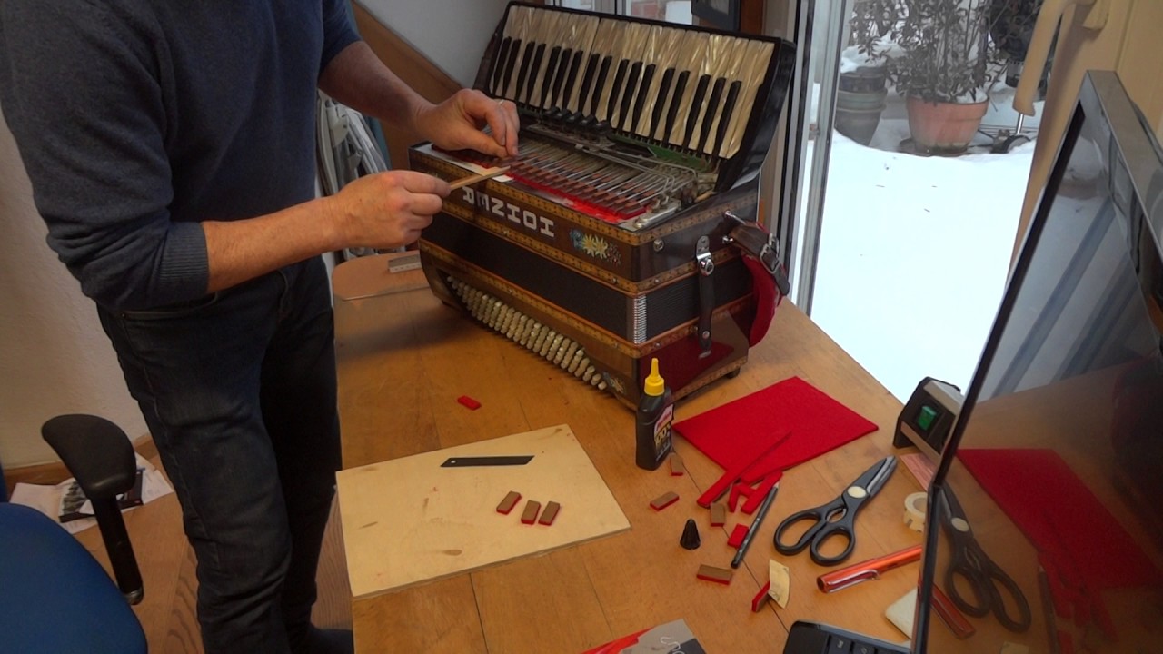 Akkordeon Reparatur Klappen Filz Leder