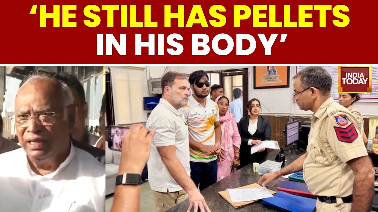 Pellet Gun Row: Kharge Defends Rahul, Priyanka's Protest | Sit-In Protest | Delhi Police
