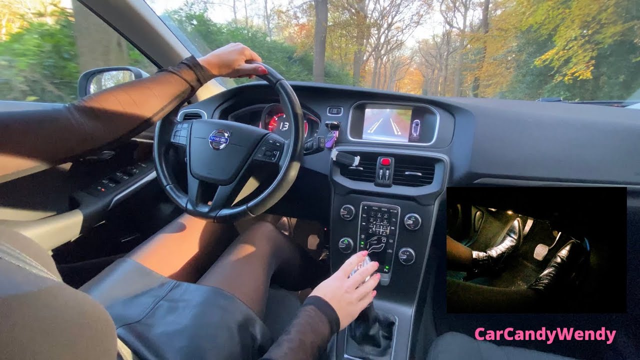 ✳️Car ASMR REVERSE DRIVING, driving COUNTRY ROADS🏞 skirt, panty, black ankle-boots manual Volvo V40
