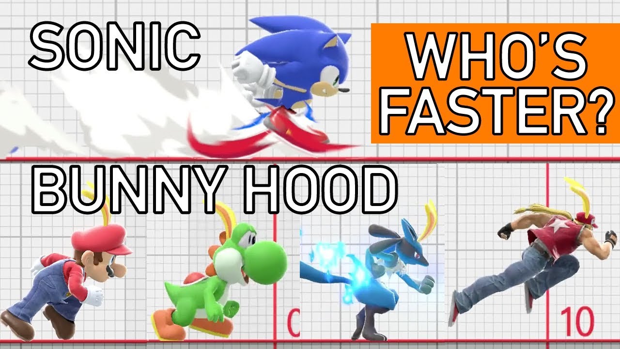 Smash Bros Ultimate - Who can run faster than Sonic by wearing a Bunny Hood?