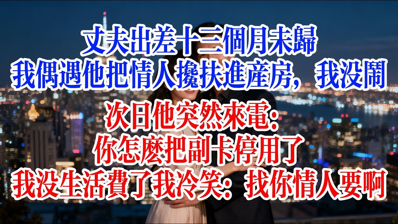 丈夫出差十三個月未歸，我偶遇他把情人攙扶進產房，我沒鬧，次日他突然來電：你怎麼把副卡停用了，我沒生活費了我冷笑：找你情人要啊#故事頻道 #爱情故事 #情感故事 #婚姻 #出軌 #小说