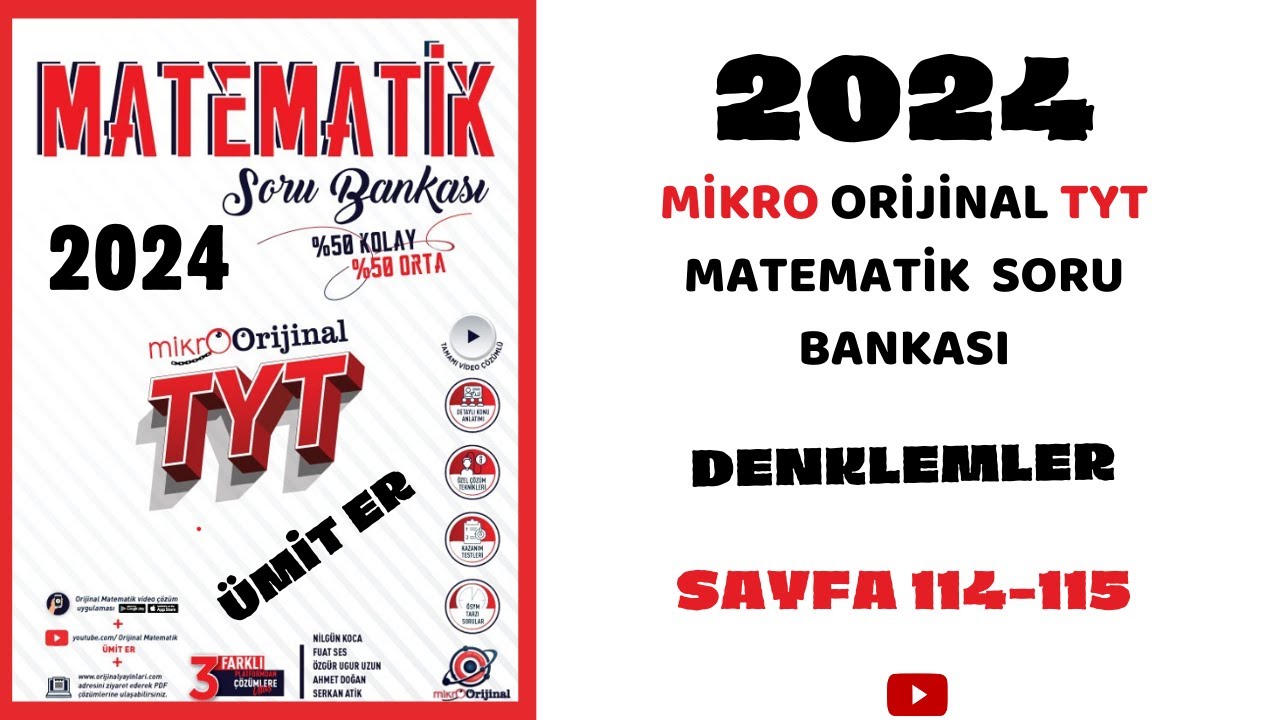 MİKRO TYT SORU BANKASI  |DENKLEMLER|  Syf 114-115 | @umiter55  #yks2024 #kamp