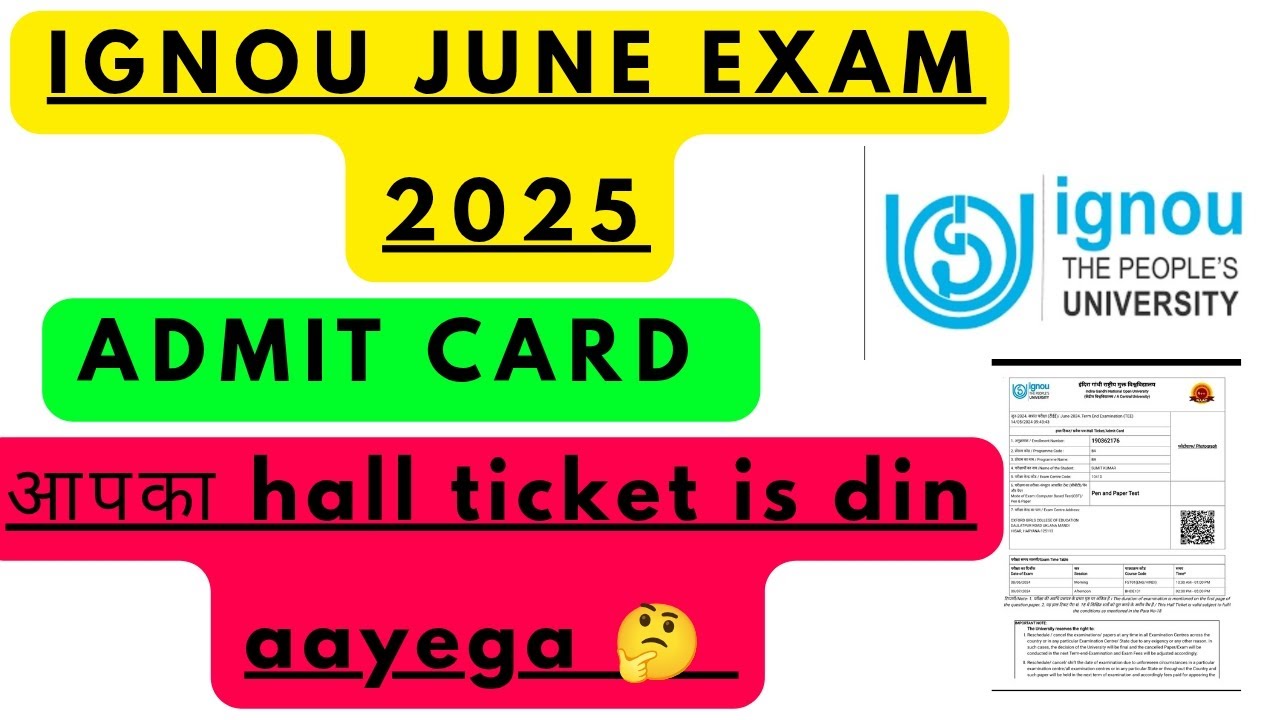 Ignou June exam 2025 hall ticket update!! June exam admit card download ! Important update 🤔🤔