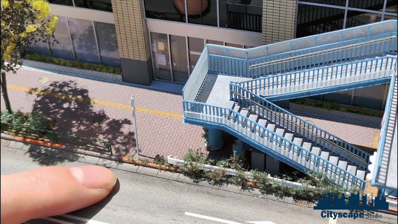 【東京街角ジオラマ】歩道橋のある風景を手のひらサイズの空間に再現【Nゲージサイズ】 Making a Realistic Miniature Tokyo Diorama