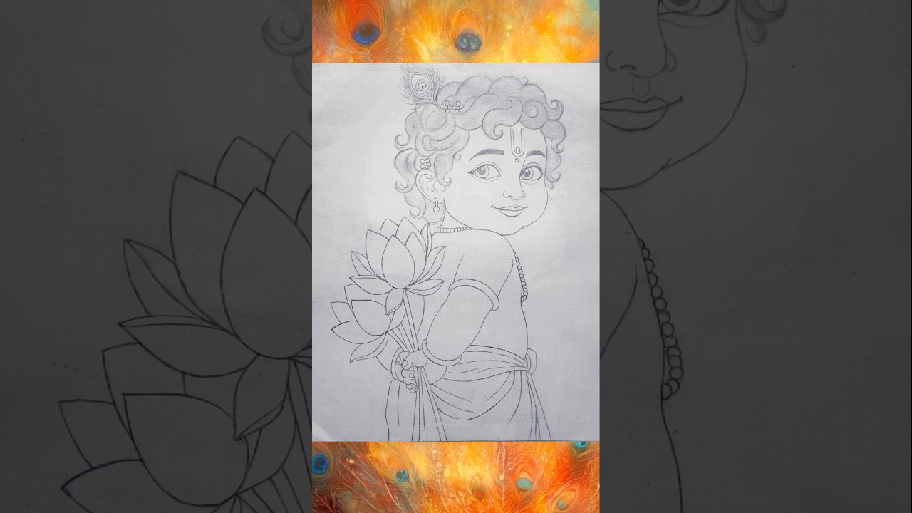 Little Krishna Drawing🦚♥️(part 1) 